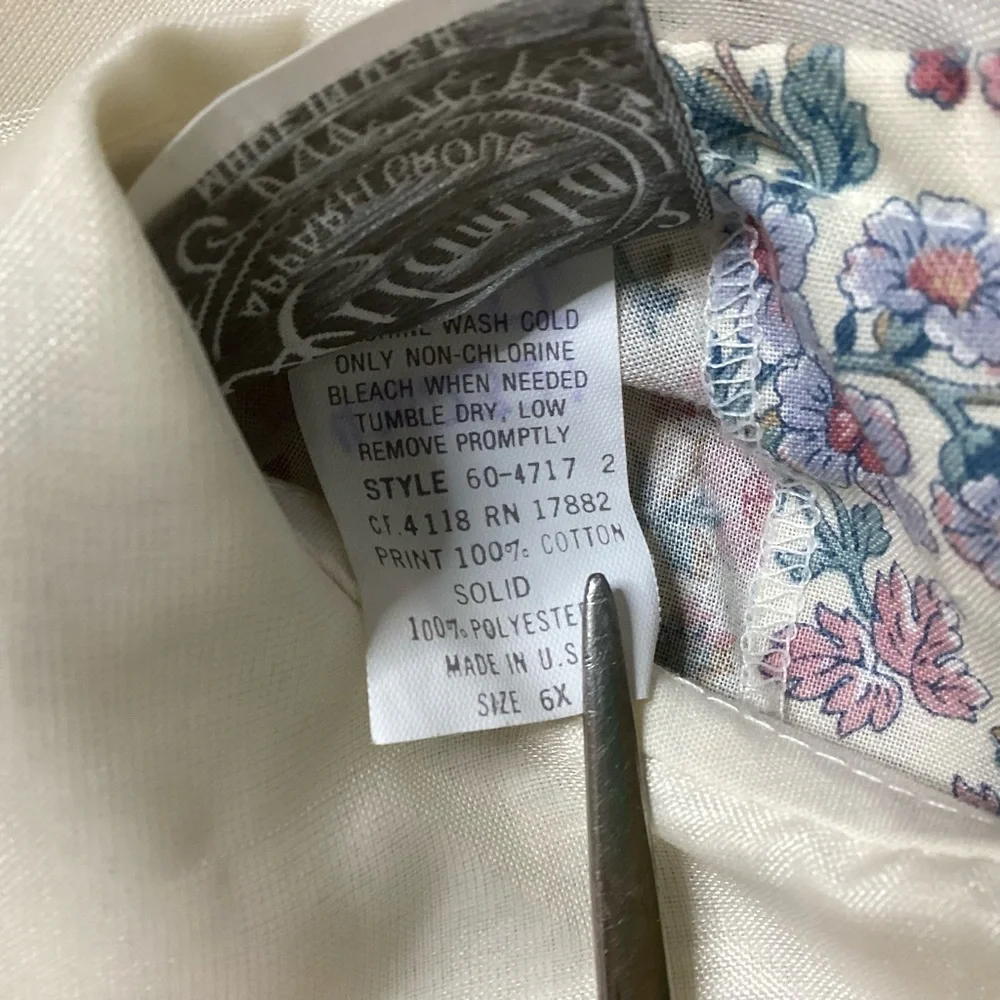 Vintage Floral Dress Ruffled Collar Cotton Made in USA 6X